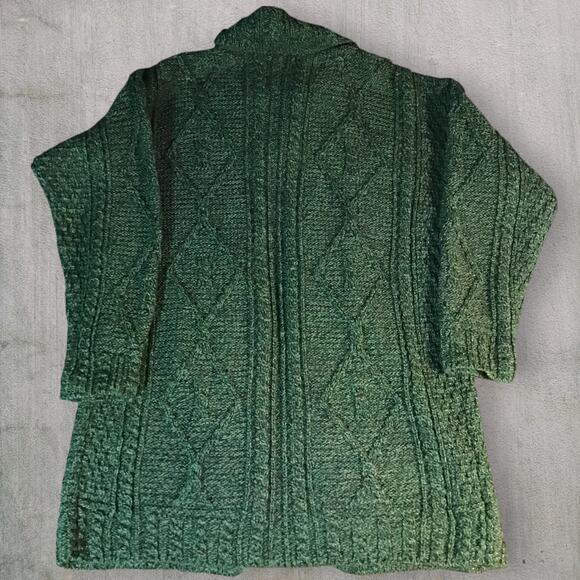 Carraig Donn Ireland 100% New Wool Chunky Aran Cardigan Green Knit Button Front - Picture 3 of 8